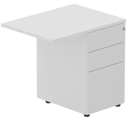 Gamme K1 - Extensions - Plans droits - Retour sur caisson métal, 100x60cm, Blanc/Blanc