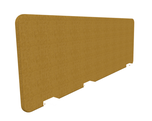 PANNEAUX ECRANS POUR BUREAU DROIT SOLO - Pour bureaux largeur 160 cm - Panneau-écran frontal super acoustique pour poste seul Longueur 160cm. Hauteur 59.5 / 53cm Pinces Blanches Tissu Berta Moutarde