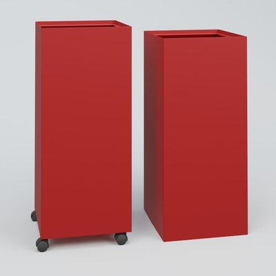 ACCESSOIRES - ACCESSOIRES  - Poubelle 1 Module HT 75 cm Larg. 30 cm Prof. 60 cm avec roulettes . Coffre Rouge