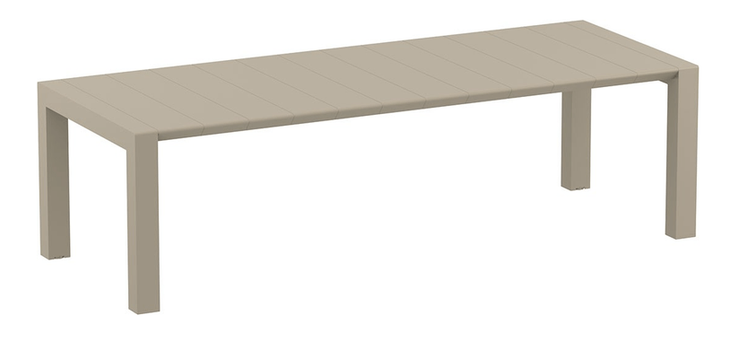 POLYPROPYLENE - TABLES  - MANHATTAN- Table extensible en polypropylène renforcé de fibre de verre -L260>300 cm x100cm- Finition: plateau taupe/piètement taupe