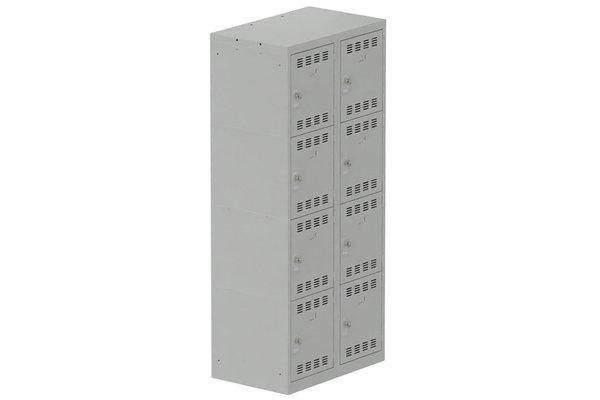[Pas de famille] - [Pas de sous famille] - Vestiaire multicases 2 colonnes L,40cm 4 cases (fermeture cadenas) H,180xL,80xP,50cm coffre gris clair/portes gris clair