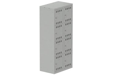 [Pas de famille] - [Pas de sous famille] - Vestiaire multicases 2 colonnes L,40cm 4 cases (fermeture cadenas) H,180xL,80xP,50cm coffre gris clair/portes gris clair