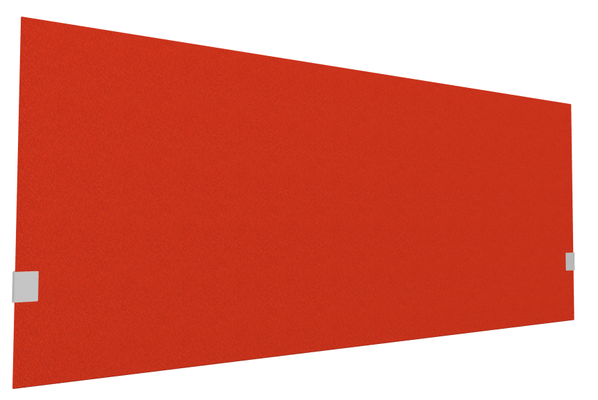 PANNEAUX ECRANS POUR BUREAU DROIT SOLO - Pour bureaux largeur 160 cm - SECRET Panneau-écran acoustique H74cm pour poste solo L.160cm. 2 faces tissu LUCIA coloris rouge. pinces de fixation réglables en hauteur coloris aluminium