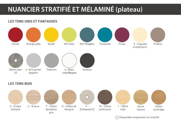 SCOLAIRE - Se Restaurer - Table MATHILDE plat. ép.24 mm strat. chant alaisé et pièt. bois - 140x80 cm - T6