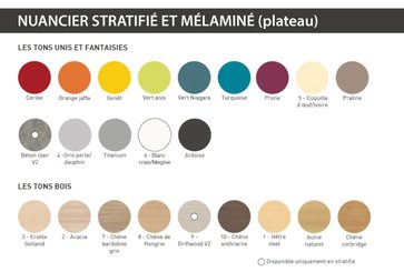 SCOLAIRE - Se Restaurer - Table MATHILDE plat. ép.24 mm strat. chant alaisé et pièt. bois - 140x80 cm - T6