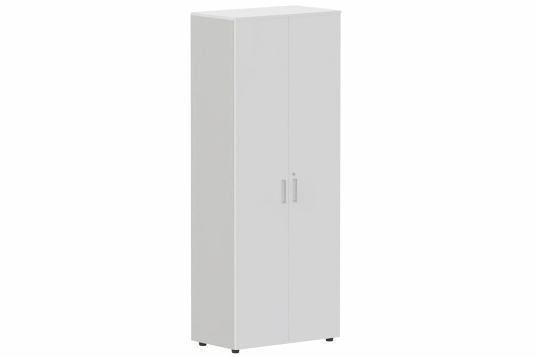 Armoire haute 2 portes H195xL80cm coffre aluminium /blanc - poignées aluminium - sur délai