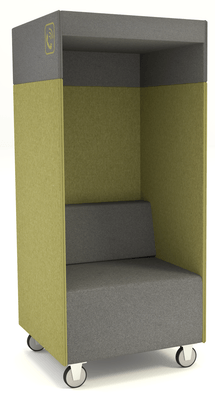 ALCOVE ACOUSTIQUE - Phones Boxes - Phonebox acoustique permet de passer les appels sans gêner les autres, coloris gris foncé et vert pomme