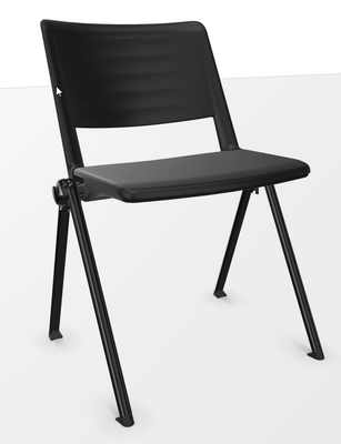 FAUTEUILS/POUFS - 4 pieds - LEO Chaise 4 pieds. assise et dossier en polypropylène coloris noir. piétement époxy coloris noir