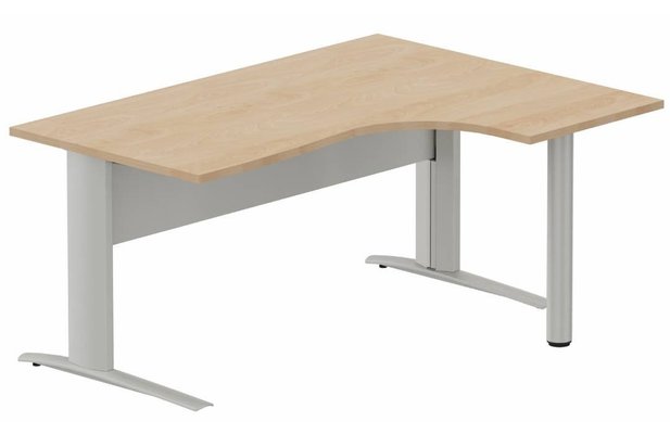 Gamme K1 - Plans compacts - K1 VDF METAL Compact 90° asymétrique 160x120x80/60cm retour à droite sur pied de soutien hêtre/aluminium