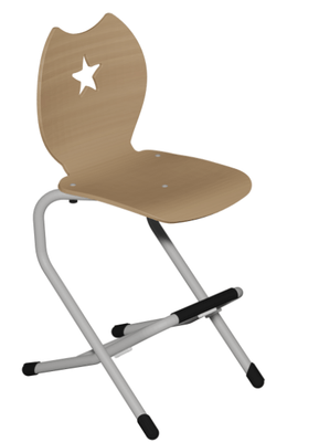 SCOLAIRE - Decouvrir - Chaise LÉNA II coque Étoile bois teinté pièt. alu époxy - H52 cm