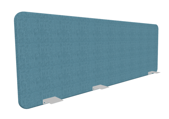 PANNEAUX ECRANS POUR BUREAU DROIT SOLO - Pour bureaux largeur 180 cm - Panneau-écran frontal super acoustique pour poste seul Longueur 180cm. Hauteur 59.5 / 53cm Pinces Blanches Tissu Berta AD9
