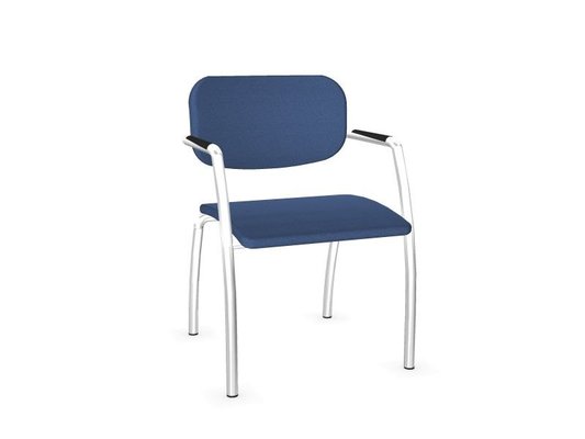VISITEURS ET FONCTIONNELS - 4 Pieds - Diva - Chaise piétement 4 pieds chrome (CH).Assise et dossier tissu Bondai Bleu (6003)