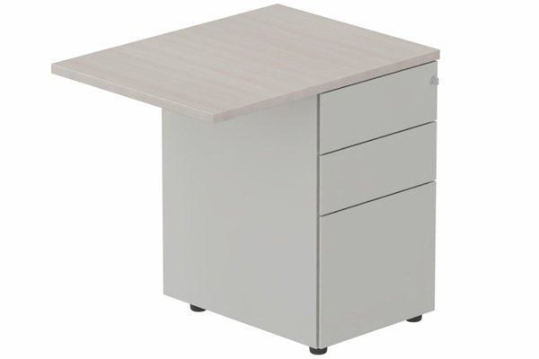 Gamme K1 - Extensions - Plans droits - Retour sur caisson métal, 80x60cm, Acacia/Aluminium