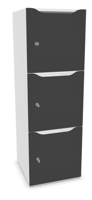 CASIERS - 3 cases - Meuble à cases H.137xL.45xP.50cm - 3 cases H43cm. portes avec découpe en partie haute. serrure à clé