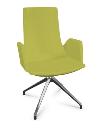 DIRECTION - Visiteurs - KI fauteuil de conférence haut dossier. piétement 4 branches en aluminium poli