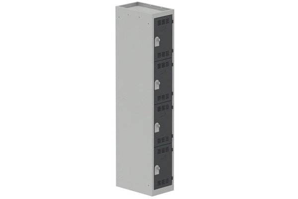 VESTIAIRES MULTICASES - 1 Colonne - Vestiaire multicases, 1 colonne L.30 cm/4 cases, coffre gris clair/portes anthracite