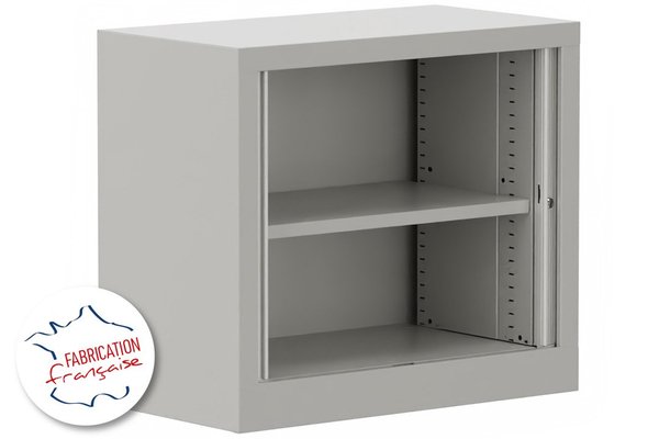 ARMOIRES A RIDEAUX - Largeur 80 cm - Armoire à rideaux H69.5xL80cm 1 tablette coffre aluminium/rideaux acacia