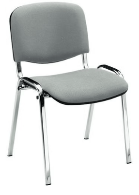 VISITEURS ET FONCTIONNELS - 4 Pieds - JOKER + chaise 4 pieds, tissu SIMILI CUIR VNU28 coloris gris clair STRUCTURE COULEUR CHROME