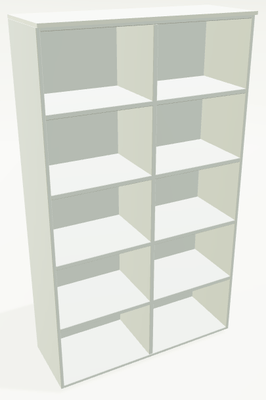 ARMOIRES SANS PORTES / BIBLIOTHEQUES - Hauteur 196 cm - Armoire mélamine H195xL120, séparation médiane, sans portes -Finitions = Top de finition : BLANC (BL) / Corps d'armoire et tablettes: Blanc (BL)