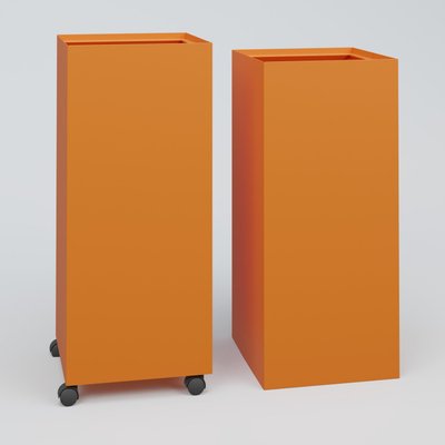 ACCESSOIRES - ACCESSOIRES  - Poubelle 2 Modules HT 75 cm Larg. 30 cm Prof. 60 cm avec roulettes . Coffre Orange