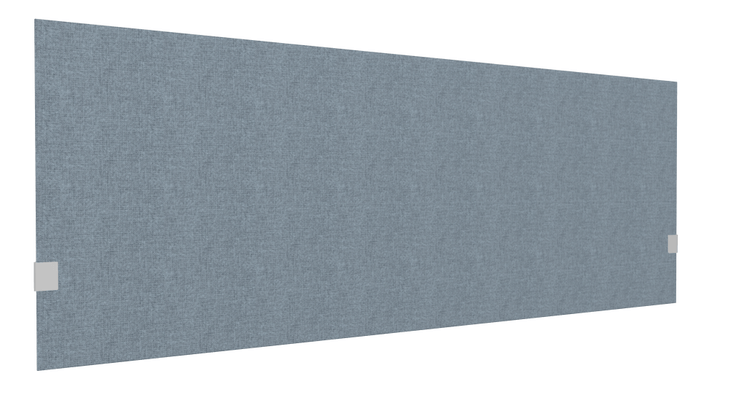 PANNEAUX ECRANS POUR BUREAU DROIT SOLO - Pour bureaux largeur 180 cm - SECRET Panneau-écran acoustique H74cm pour poste solo L.180cm. 2 faces tissu STEP coloris bleu clair chiné. pinces de fixation réglables en hauteur coloris aluminium