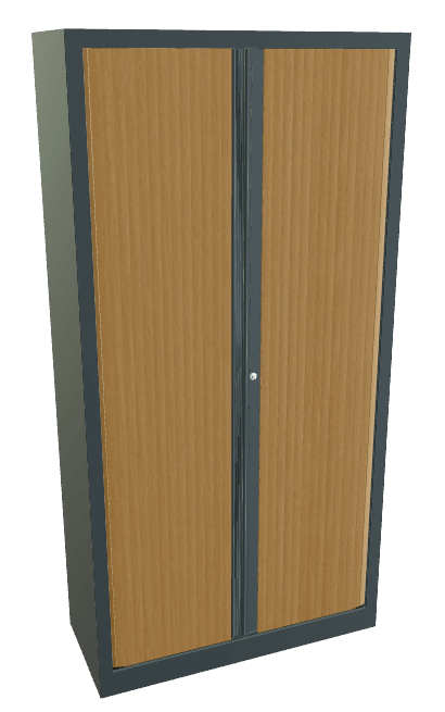 Armoire à rideaux H198xL100cm 4 tablettes, coloris du coffre noir, rideaux hêtre