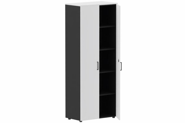 ARMOIRES PORTES BATTANTES - Mélaminés - Armoire mélamine H196xL100cm portes bois BLANC ET CORPS Noir