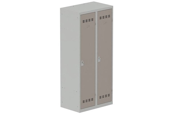 [Pas de famille] - [Pas de sous famille] - Vestiaire industrie salissante 2 portes (fermeture cadenas) H180xL80xP50cm coffre gris clair/ porte(s) basalte
