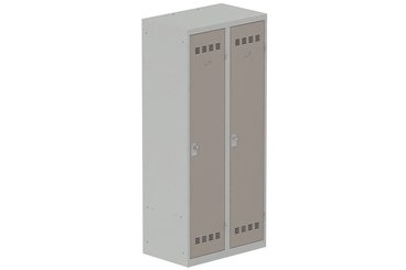 [Pas de famille] - [Pas de sous famille] - Vestiaire industrie salissante 2 portes (fermeture cadenas) H180xL80xP50cm coffre gris clair/ porte(s) basalte