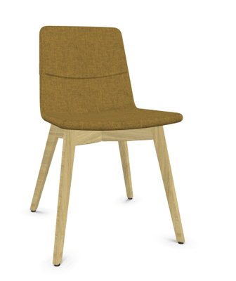 VISITEURS ET FONCTIONNELS - 4 Pieds - MELODY chaise 4 pieds bois. face intérieure tissu STEP mélange jaune chiné face extérieure tissu step mélange coloris jaune chiné piétement frêne naturel