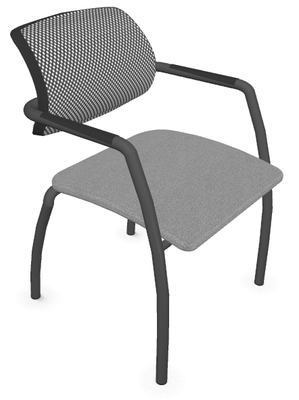 VISITEURS ET FONCTIONNELS - Luge - DIVA fauteuil dos tissu. piétement 4 pieds laqué noir. assise et dossier tissu STEP coloris SMG GRIS CHINE