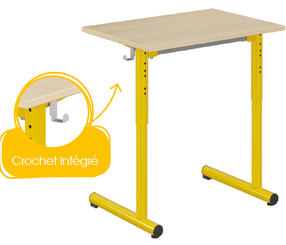 SCOLAIRE - Apprendre - Table TAGE HR plat. ép.19 mm méla. chant ABS pièt. époxy - 70x50 cm - T3 à T6