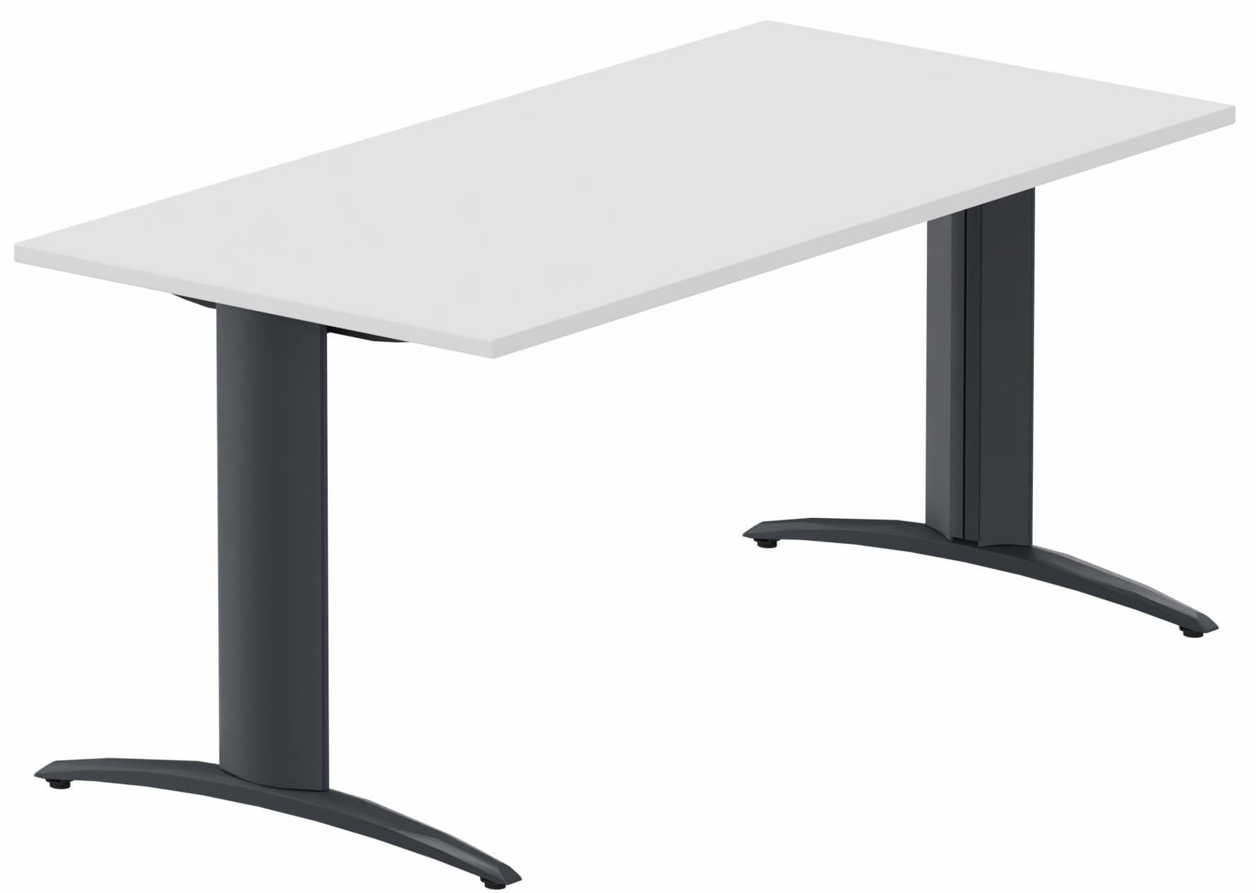 Module composable pied i, L.180xP.80cm, départ, plateau blanc, structure anthracite, plateau blanc, structure anthracite