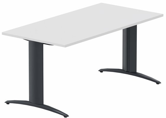 TABLES DE FORMATION - Composables piétement "i" - Module composable pied i, L.180xP.80cm, départ, plateau blanc, structure anthracite, plateau blanc, structure anthracite