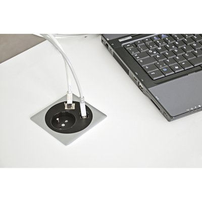 INFORMATIQUE ET ELECTRIFICATION - Plug-in - Plug in 1PC + 1RJ45 + 1 USB data + Capot chromé mat