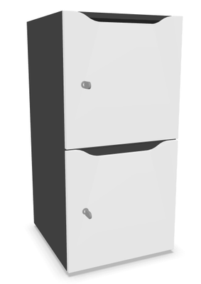 CASIERS - 2 cases - Meuble à cases H.92xL.45xP.50cm - 2 cases H43cm. portes avec découpe en partie haute. serrure à clé