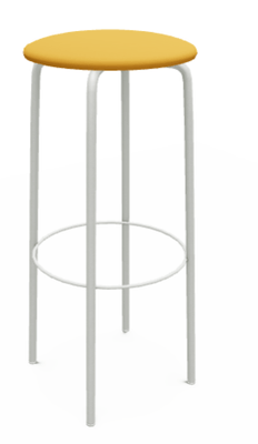 CHAISES ET TABOURETS - Pour tables hauteur 90 cm - HOP Tabouret -Hauteur 80cm -Finitions: revêtement Mosaic jaune; / PIETEMENT EPOXY : BLANC MAT (EP91)