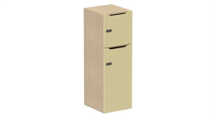 CASIERS - 2 cases - Meuble à cases H.137xL.45xP.50cm - 2 cases : 1 x H86cm (en bas) + 1 x H43cm. portes avec découpe en partie haute. serrure à code