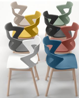 FAUTEUILS/POUFS - 4 pieds bois - SWEETY Chaise 4 pieds bois. coque polypropylène coloris blanc. piétement hêtre massif