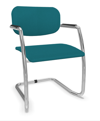 VISITEURS ET FONCTIONNELS - Luge - DIVA fauteuil dos tissu. piétement luge chromé. assise et dossier tissu STEP coloris turquoise