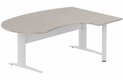 K1 VDF métal compact 90° manager 190x141x104x60cm sur pied de soutien, plateau acacia, structure blanc