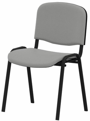 VISITEURS ET FONCTIONNELS - 4 Pieds - Joker Eco - Chaise piétement 4 pieds laqué noir (Noir).Assise et dossier tissu Vinyle V1 Gris (VNU)