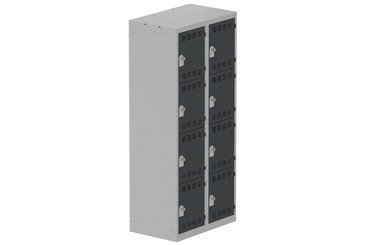 VESTIAIRES MULTICASES - 2 Colonnes - Vestiaire multicases, 2 colonnes L.80cm/8 cases, coffre gris clair/portes anthracite