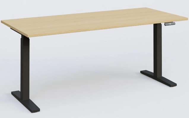 [Pas de famille] - [Pas de sous famille] - K_PRO2 Poste solo RH 70-120 cm . Plateau 200*80 épaisseur 25mm. coloris chêne, pieds noirs