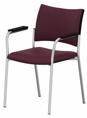VISITEURS ET FONCTIONNELS - 4 Pieds - ZEN tissu visiteur - Chaise piétement 4 pieds avec accotoirs alu (AL).Assise et dossier tissu Bondai Prune (4017)