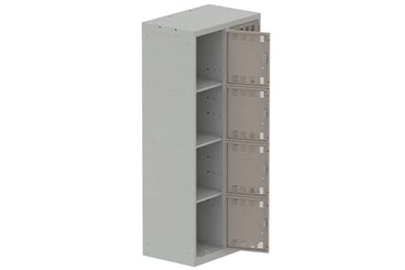 [Pas de famille] - [Pas de sous famille] - Vestiaire multicases 2 colonnes L,40cm 4 cases (fermeture cadenas) H,180xL,80xP,50cm coffre gris clair/portes basalte