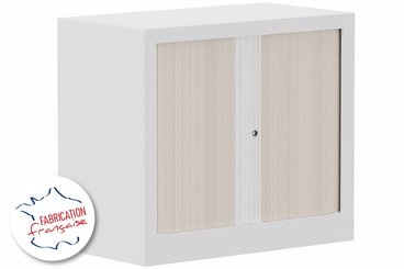 a definir - a definir - Armoire à rideaux H69,5xL80cm 1 tablette , coffre blanc, rideaux acacia