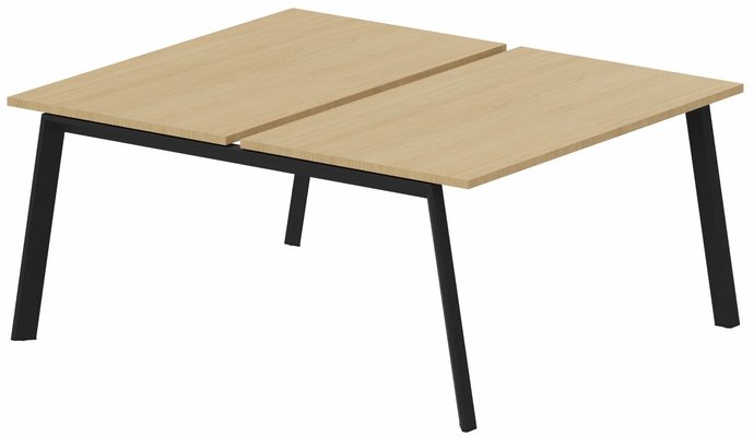 Postes Bench (poste doubles) - Série K8 - K8 Bench départ 2 Plateaux 180x80 (encombrement P165xL180cm) - Finitions = Plateaux: Chêne (CE) / Piétements : Noir