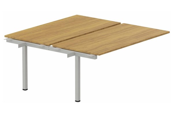 Postes Bench (poste doubles) - SERIE K3 - k3 - Bench suivant 2 Plateaux fixes 160x80 (encombrement P165xL160cm) -Finitions : PLATEAUX: NOYER (NO) / PIETEMENTS: ALUMINIUM (AL ) / 
