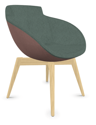 FAUTEUILS/POUFS - 4 pieds bois - COCO Siège Lounge coque polyuréthane moulé tapissé Berta intérieur MENTHE  AI2  / extérieur VIEUX ROSE AI0